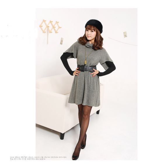 2011韩国绒休闲短袖休闲裙衫，休闲连衣裙