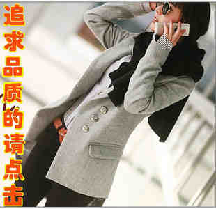 2011秋冬装新款韩版修身中长款毛呢小西装 西服外套